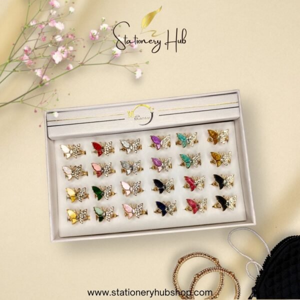 Rhine stone butterfly ring