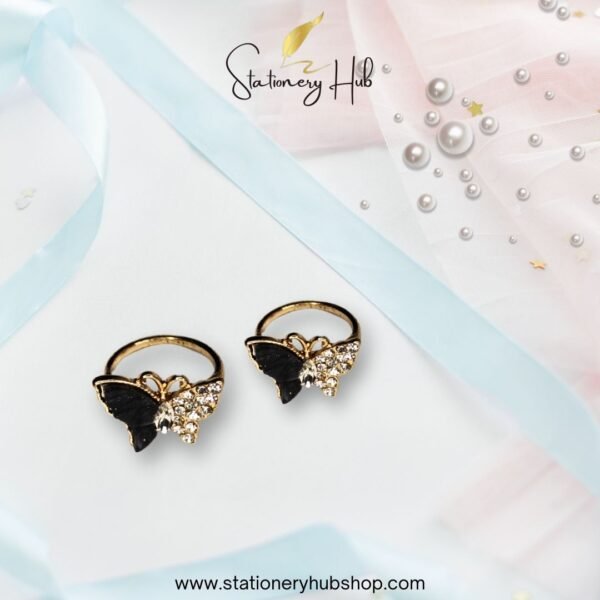 Rhine stone butterfly ring