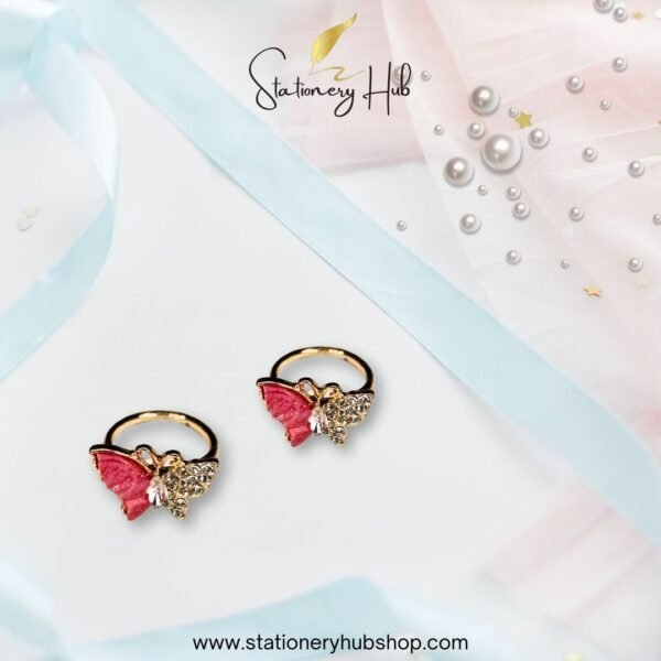 Rhine stone butterfly ring