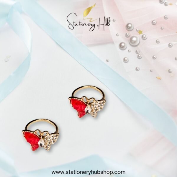 Rhine stone butterfly ring