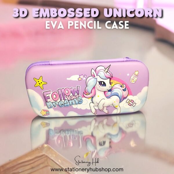 3D Embossed Unicorn EVA Pencil Case - Image 2