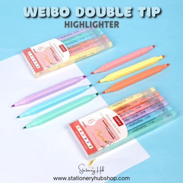 Weibo Double Tip Highlighter - Large Capacity [6 Pc] - Image 2