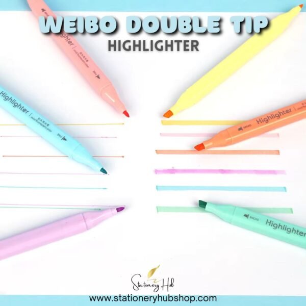 Weibo Double Tip Highlighter - Large Capacity [6 Pc] - Image 5