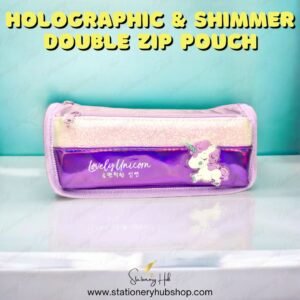 Holographic & Shimmer Unicorn Double Zip Pouch