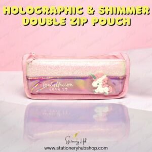 Holographic & Shimmer Unicorn Double Zip Pouch