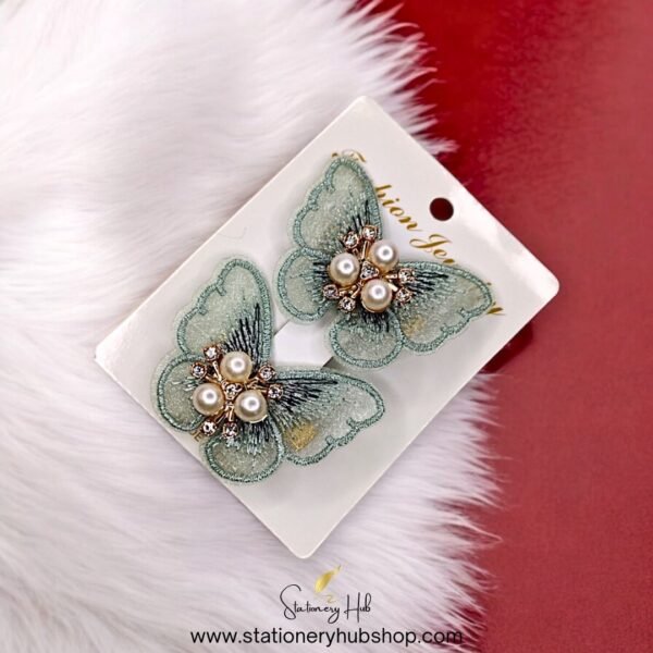 Butterfly Pearl Hair Pin [Set of Pair] - Image 2