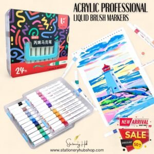 Premium Acrylic Professional Liquid Brush Markers – 24 Colors Set