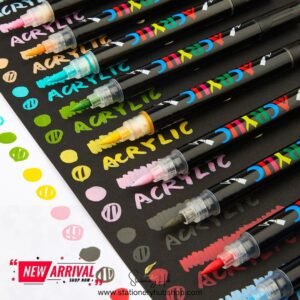 Professional Liquid Acrylic Dual Color-Dual Tip Markers – 24Colors (Soft headed 6MM brush)