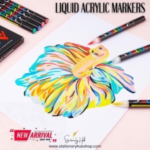 Professional Liquid Acrylic Dual Color-Dual Tip Markers – 24Colors (Soft headed 6MM brush)