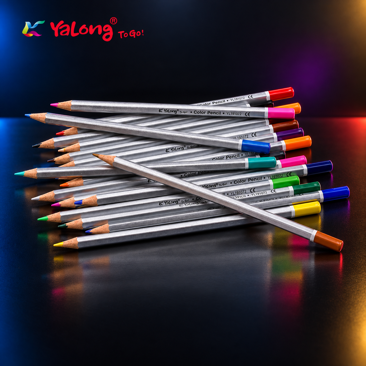 Yalong Premium Wooden Silver 24 Color Pencils Set (Highly pigmented) - Image 2
