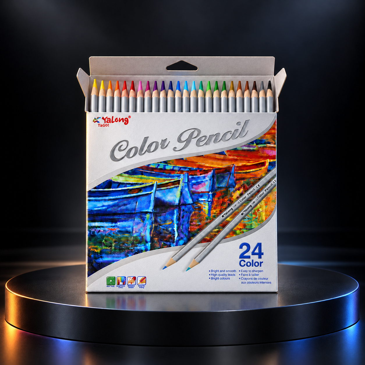 Yalong Premium Wooden Silver 24 Color Pencils Set (Highly pigmented) - Image 3