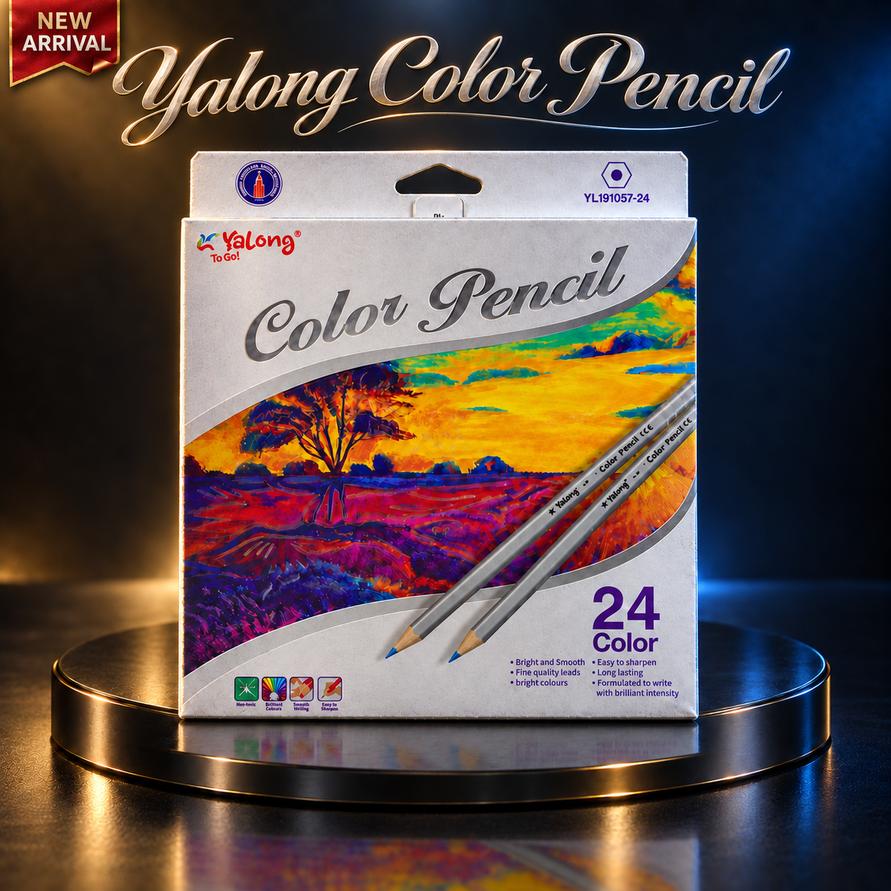 Yalong Premium Wooden Silver 24 Color Pencils Set (Highly pigmented)